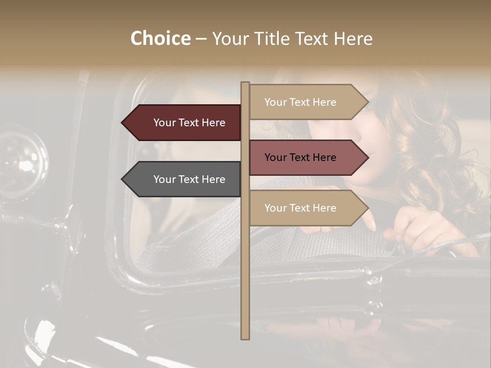 Behind A Steering Wheel PowerPoint Template