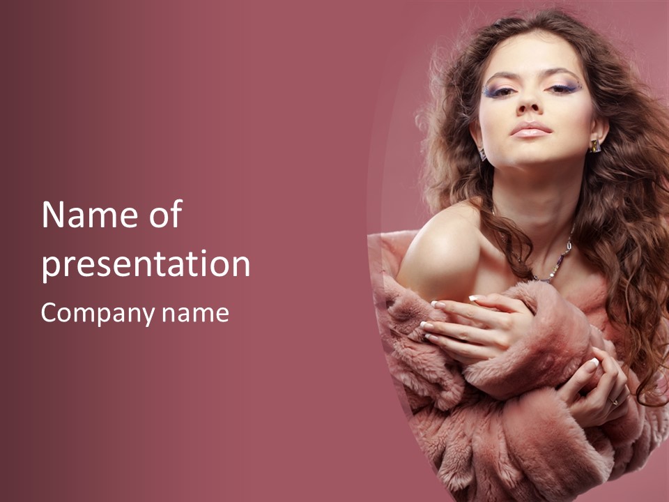 Pink Fur Coat PowerPoint Template