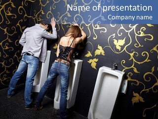 Girl Peeing Standing Up PowerPoint Template