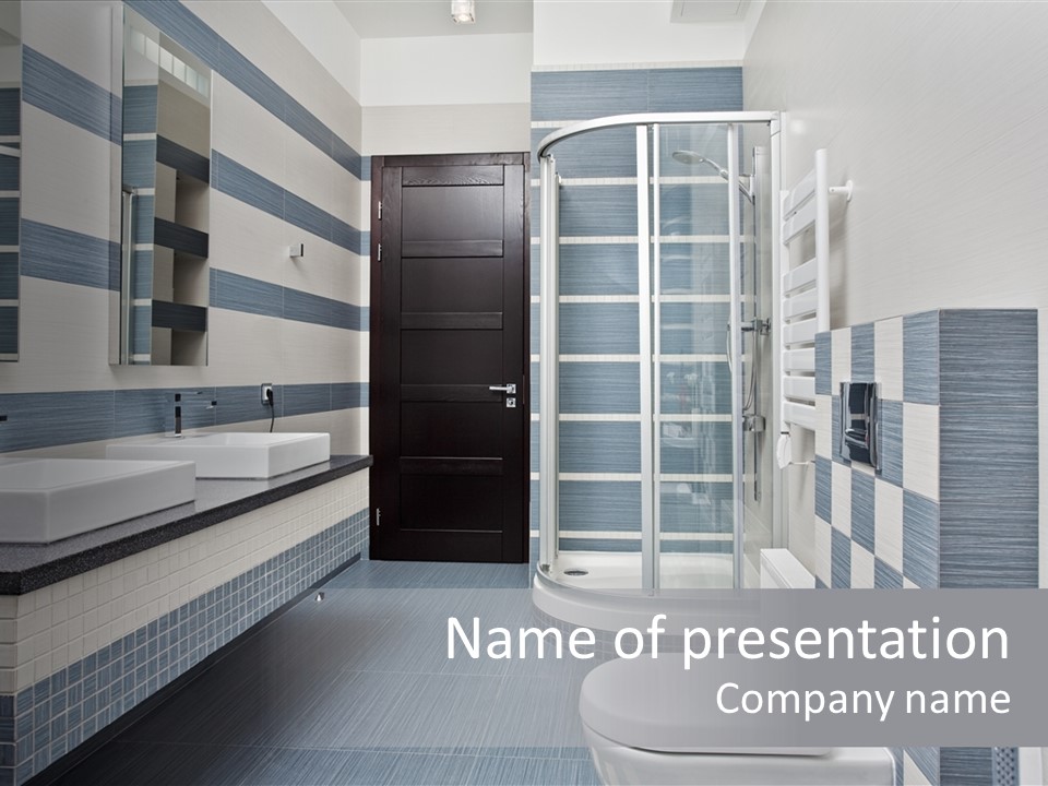 Blue And Gray Bathroom PowerPoint Template