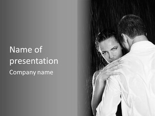 Couple In The Rain PowerPoint Template