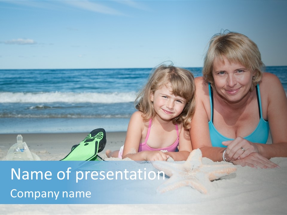 Mother Snorkeling Copy PowerPoint Template