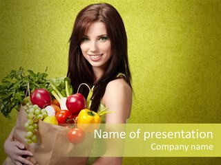 Girl With Vegetables PowerPoint Template