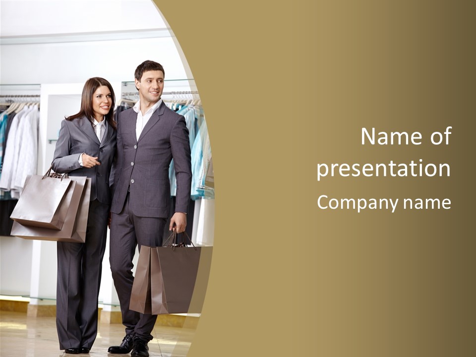 Man And Women In Suits PowerPoint Template