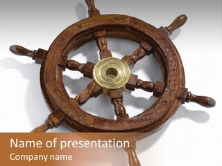 Wooden Steering Marine PowerPoint Template