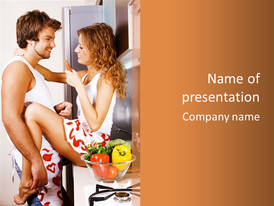 Couple In The Kitchen PowerPoint Template