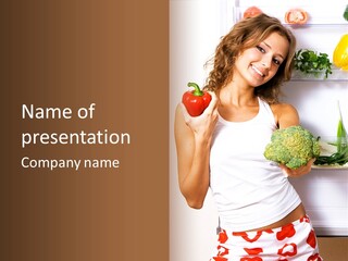 Woman With Vegetables PowerPoint Template