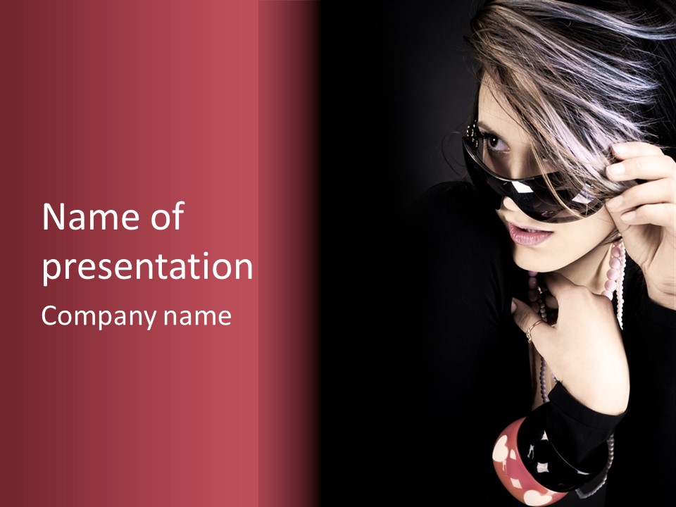 Caucasian Head Glamour PowerPoint Template