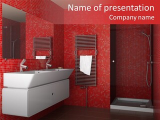 Red Bathroom PowerPoint Template