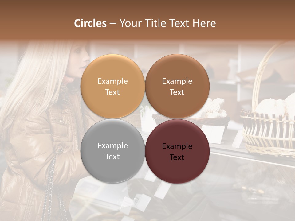 Shelf Groceries Woman PowerPoint Template