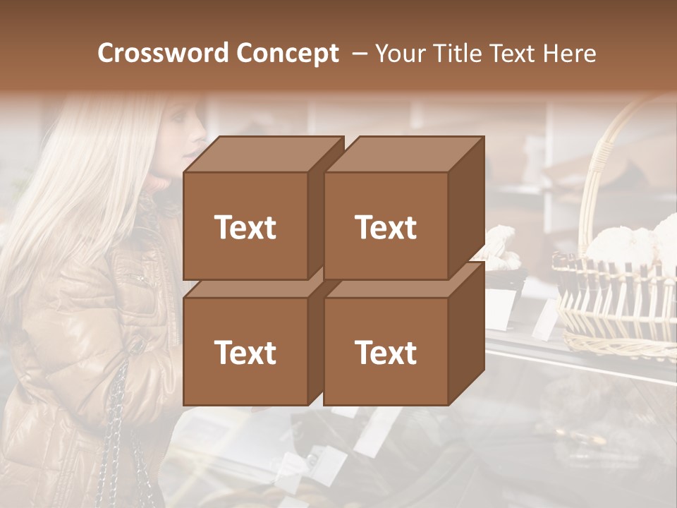 Shelf Groceries Woman PowerPoint Template