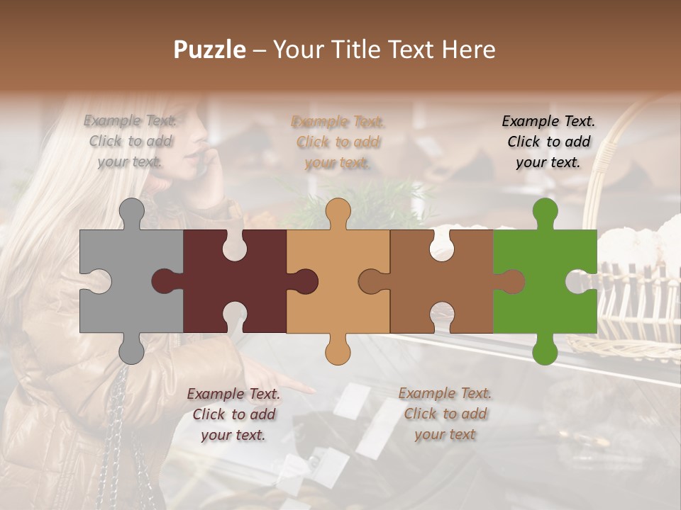 Shelf Groceries Woman PowerPoint Template