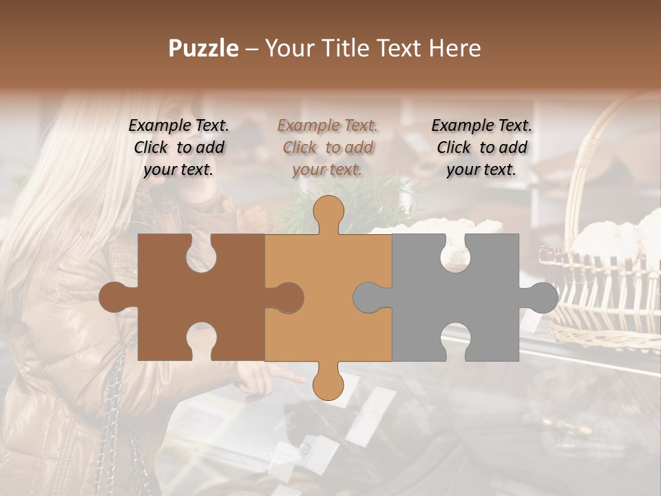 Shelf Groceries Woman PowerPoint Template