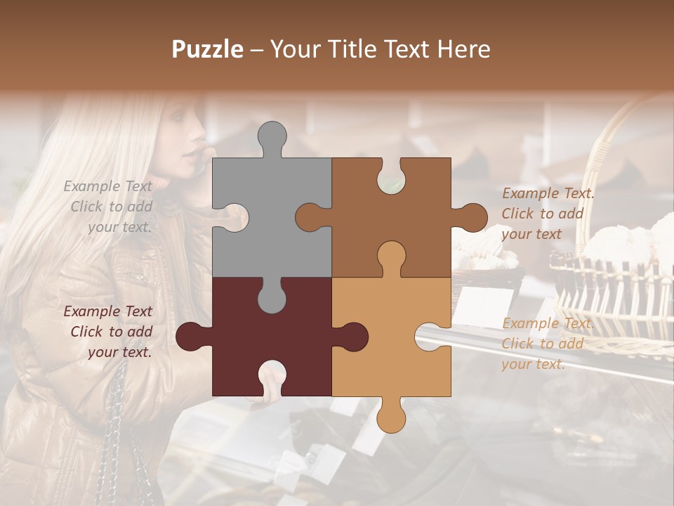 Shelf Groceries Woman PowerPoint Template