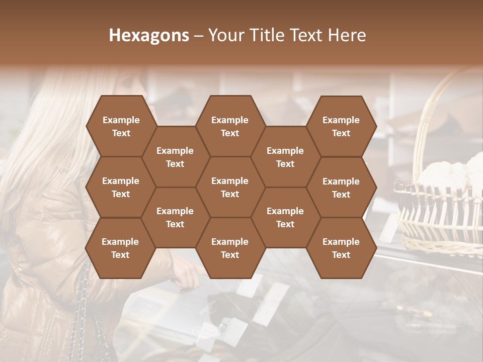 Shelf Groceries Woman PowerPoint Template