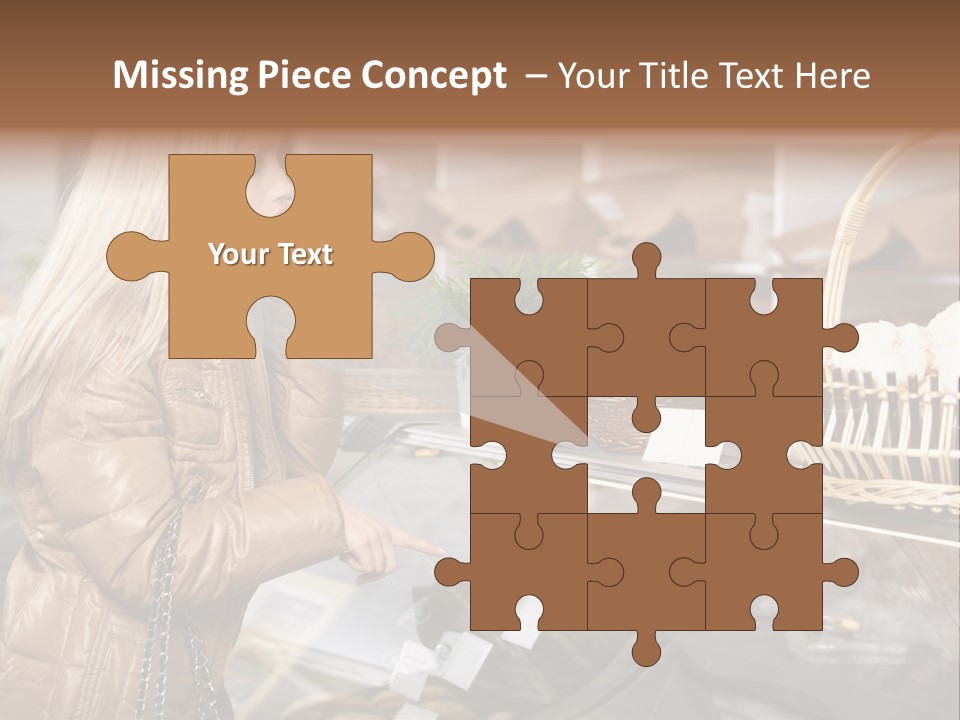 Shelf Groceries Woman PowerPoint Template