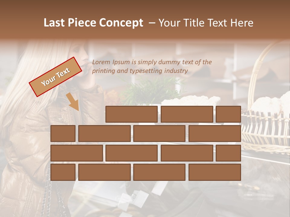 Shelf Groceries Woman PowerPoint Template