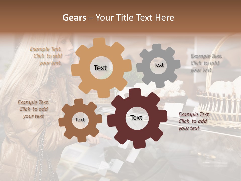 Shelf Groceries Woman PowerPoint Template