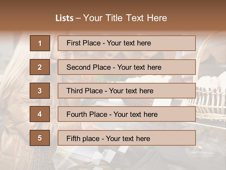 Shelf Groceries Woman PowerPoint Template