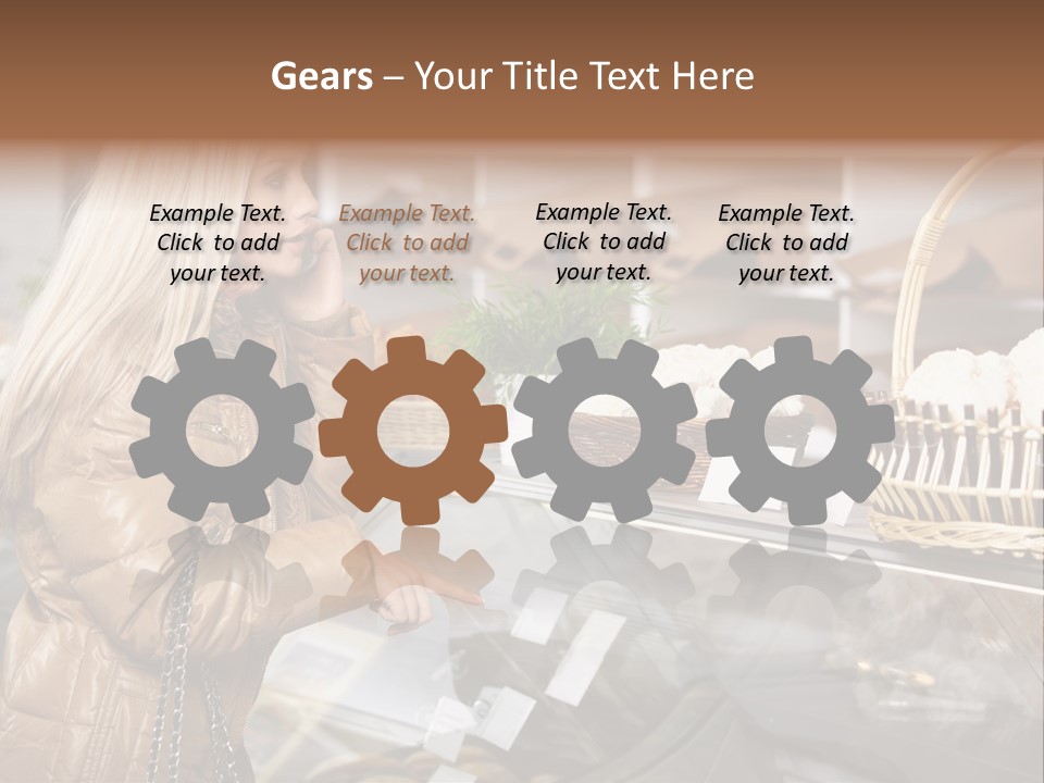 Shelf Groceries Woman PowerPoint Template