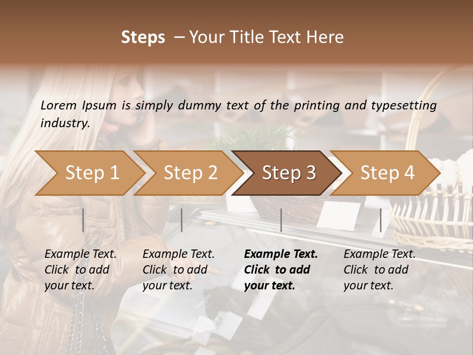 Shelf Groceries Woman PowerPoint Template