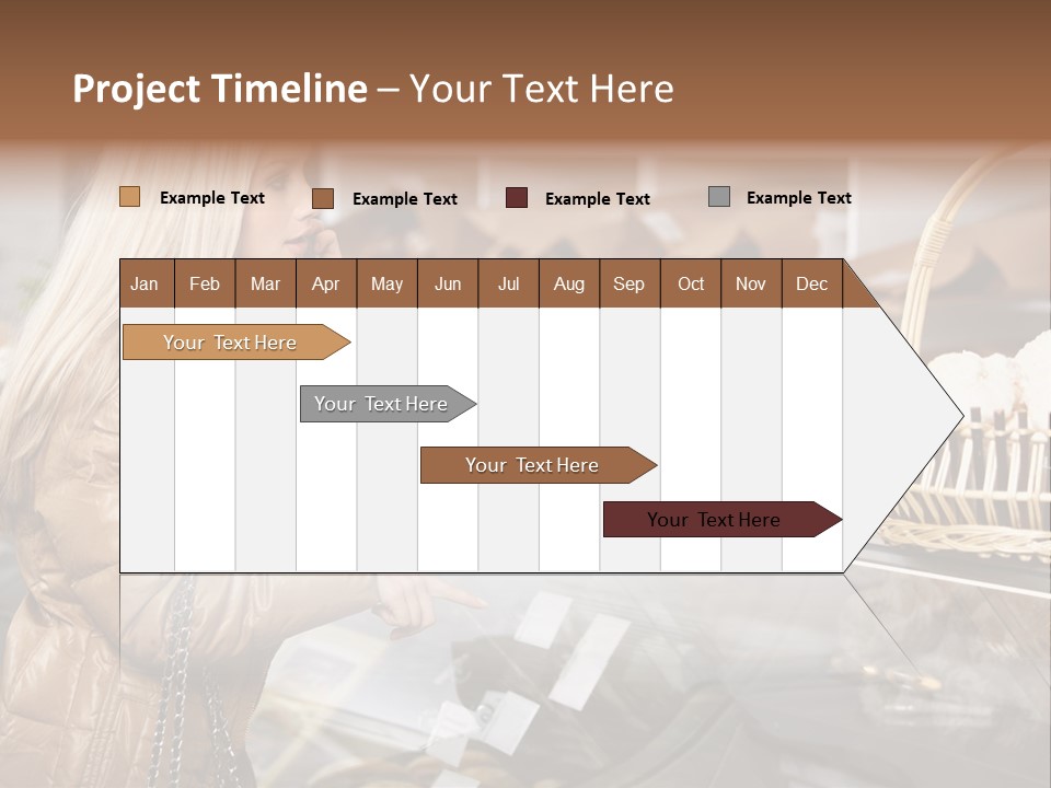 Shelf Groceries Woman PowerPoint Template