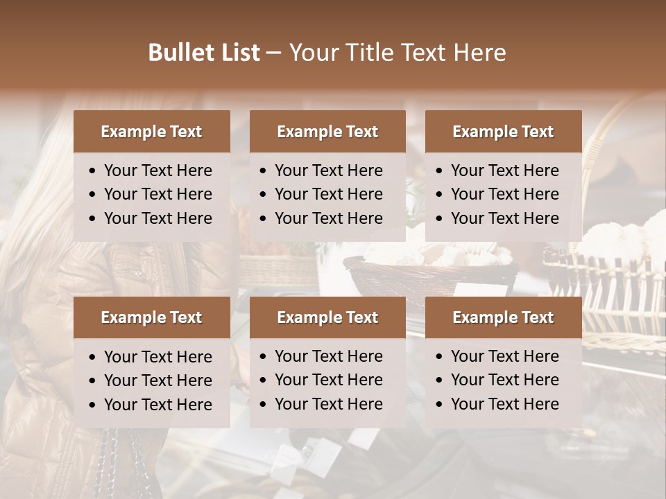 Shelf Groceries Woman PowerPoint Template