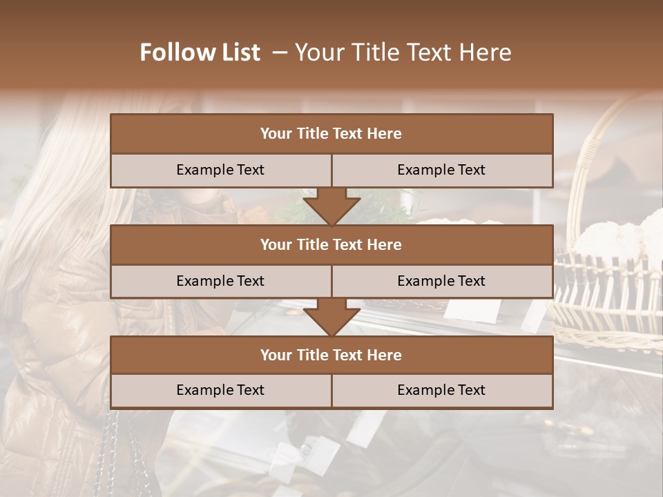 Shelf Groceries Woman PowerPoint Template