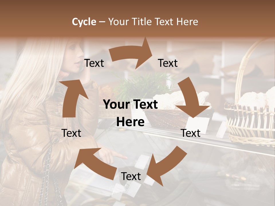 Shelf Groceries Woman PowerPoint Template
