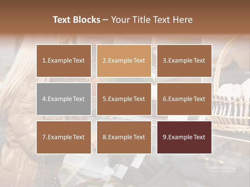 Shelf Groceries Woman PowerPoint Template
