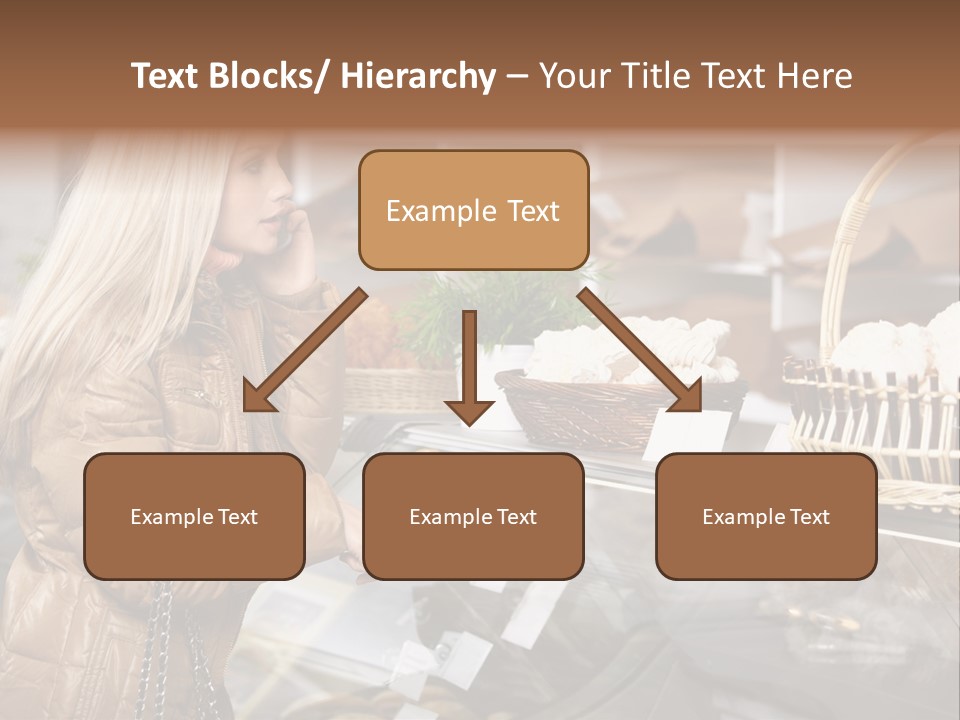 Shelf Groceries Woman PowerPoint Template