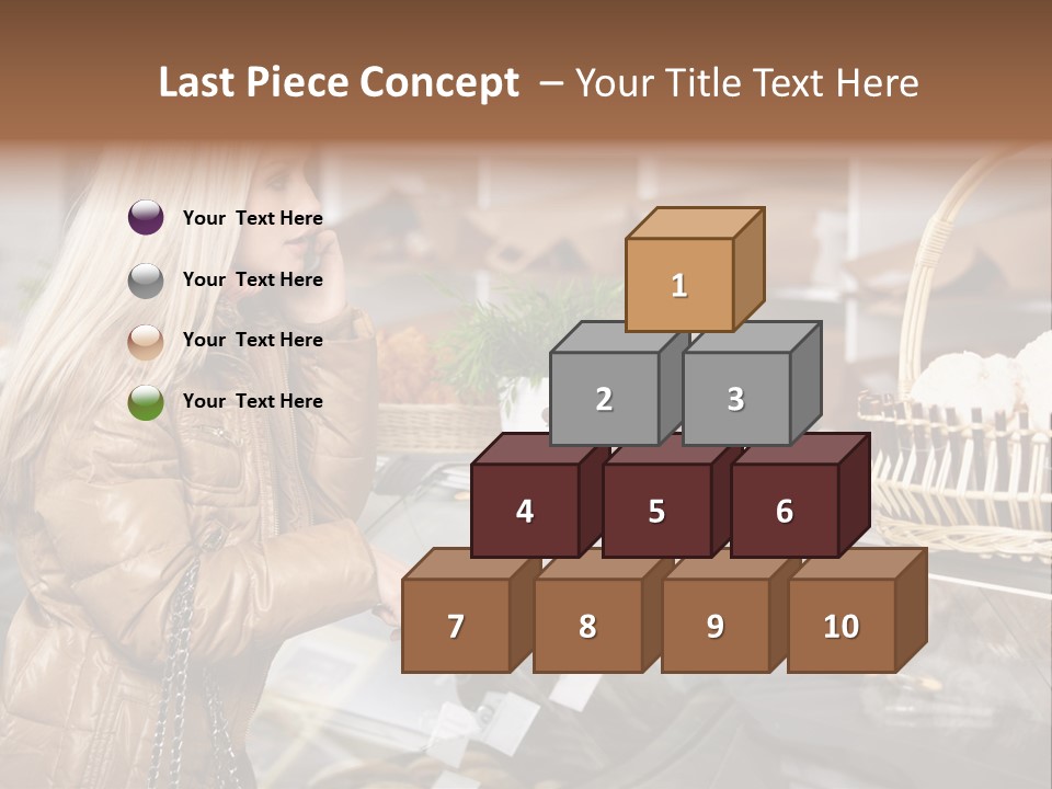 Shelf Groceries Woman PowerPoint Template