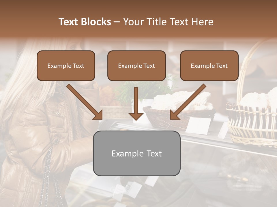 Shelf Groceries Woman PowerPoint Template