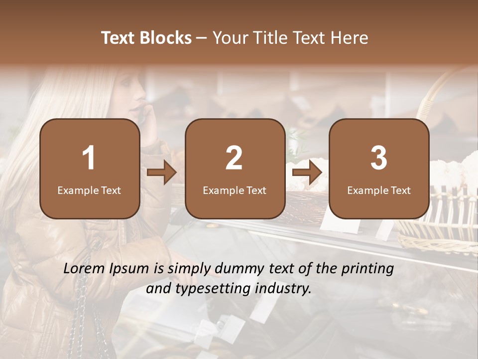 Shelf Groceries Woman PowerPoint Template
