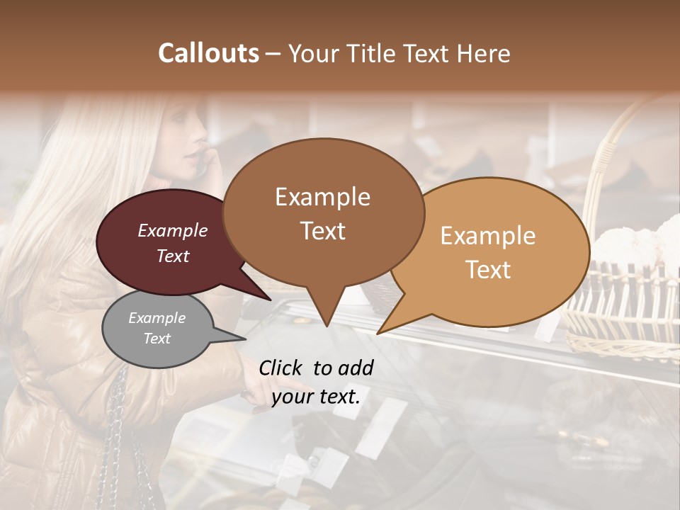 Shelf Groceries Woman PowerPoint Template