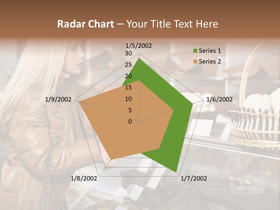Shelf Groceries Woman PowerPoint Template