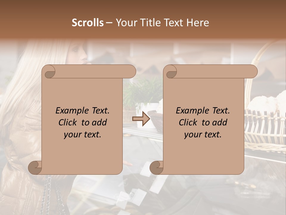Shelf Groceries Woman PowerPoint Template