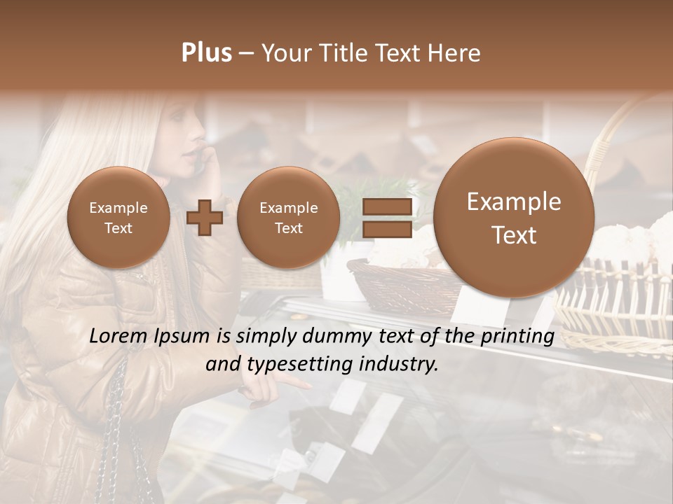 Shelf Groceries Woman PowerPoint Template