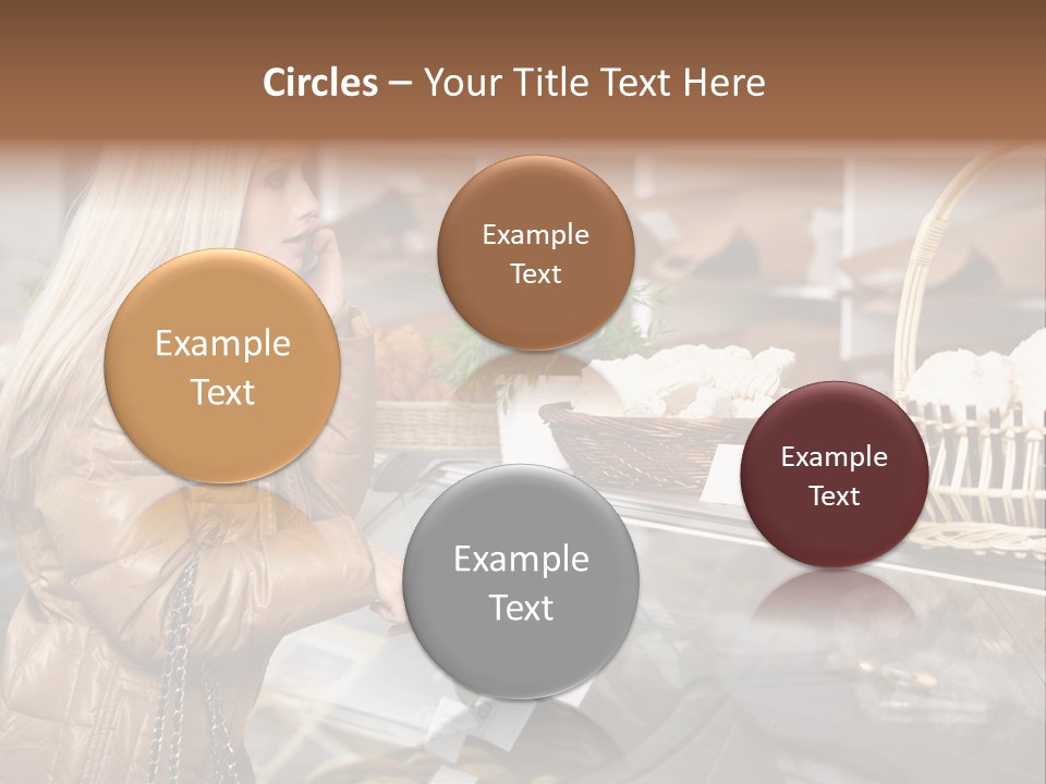 Shelf Groceries Woman PowerPoint Template