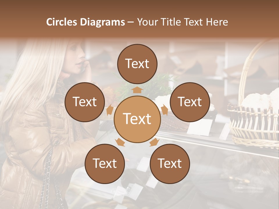 Shelf Groceries Woman PowerPoint Template