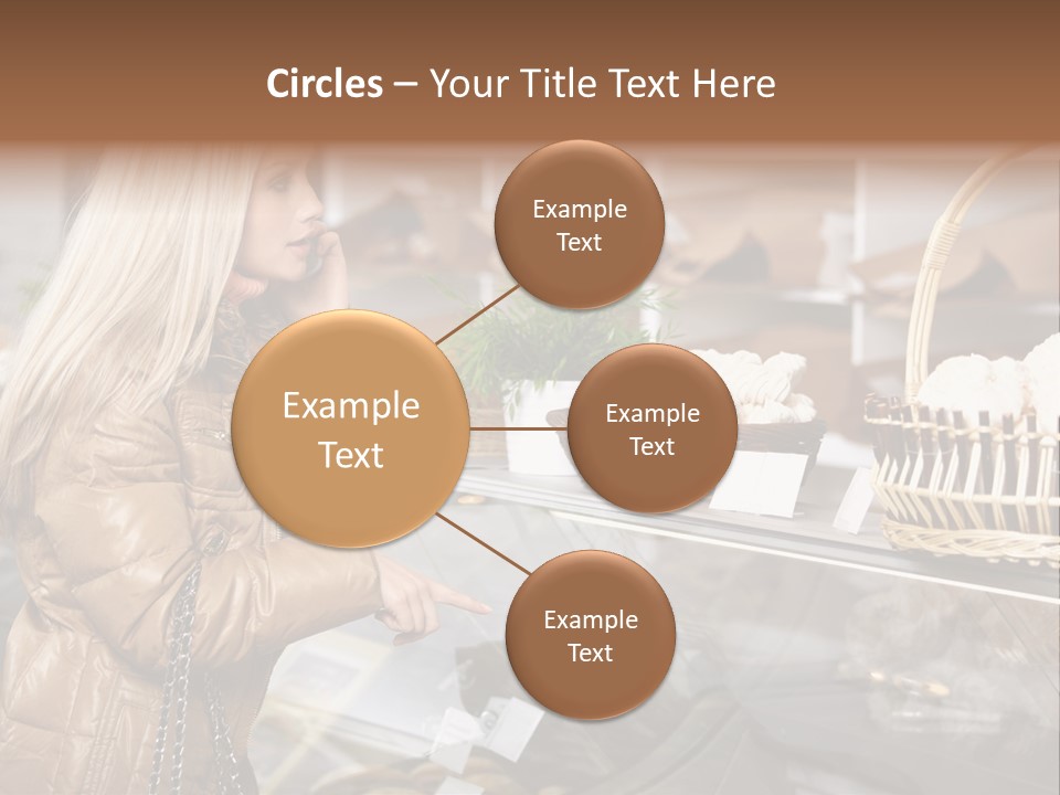 Shelf Groceries Woman PowerPoint Template