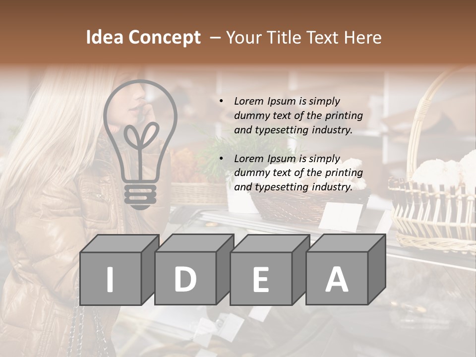 Shelf Groceries Woman PowerPoint Template