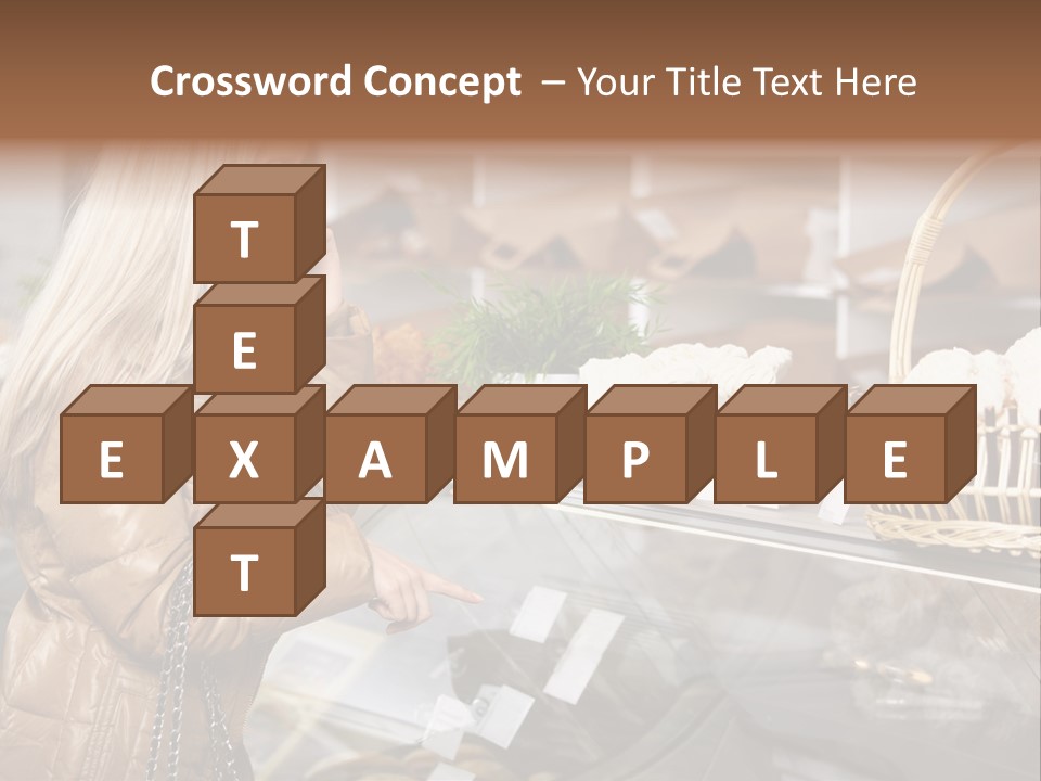 Shelf Groceries Woman PowerPoint Template