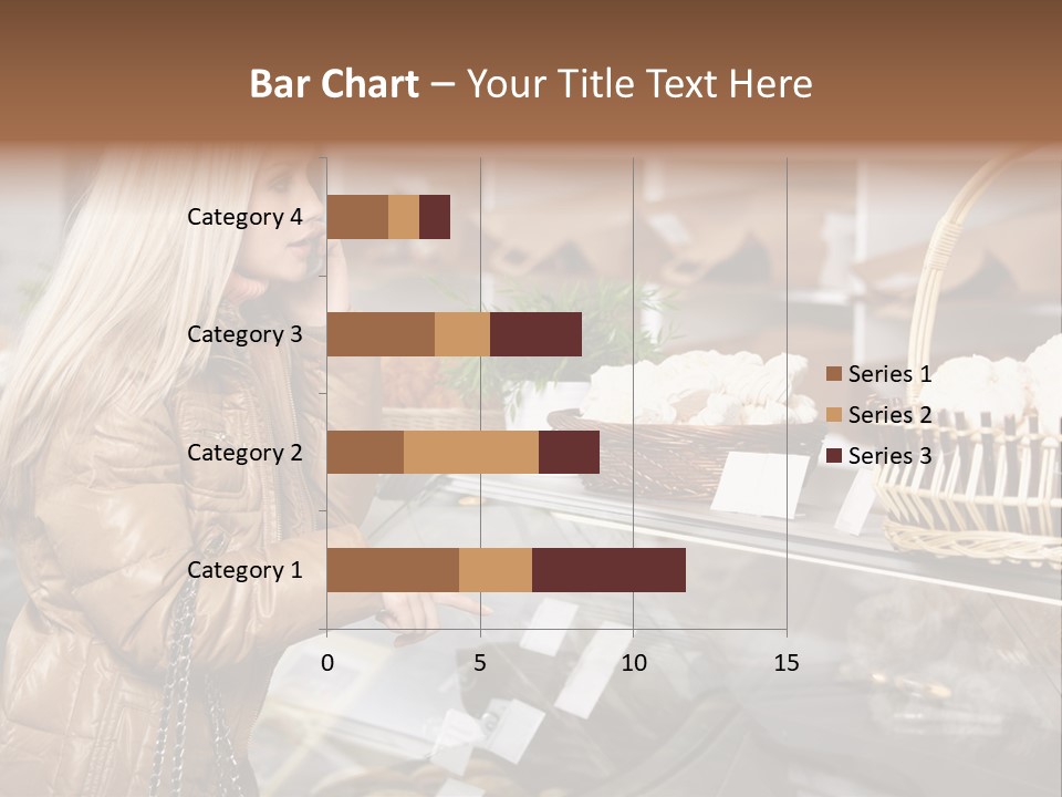 Shelf Groceries Woman PowerPoint Template