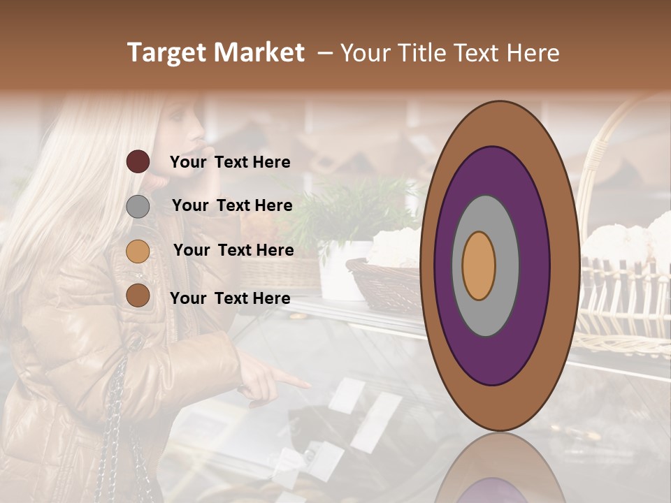 Shelf Groceries Woman PowerPoint Template