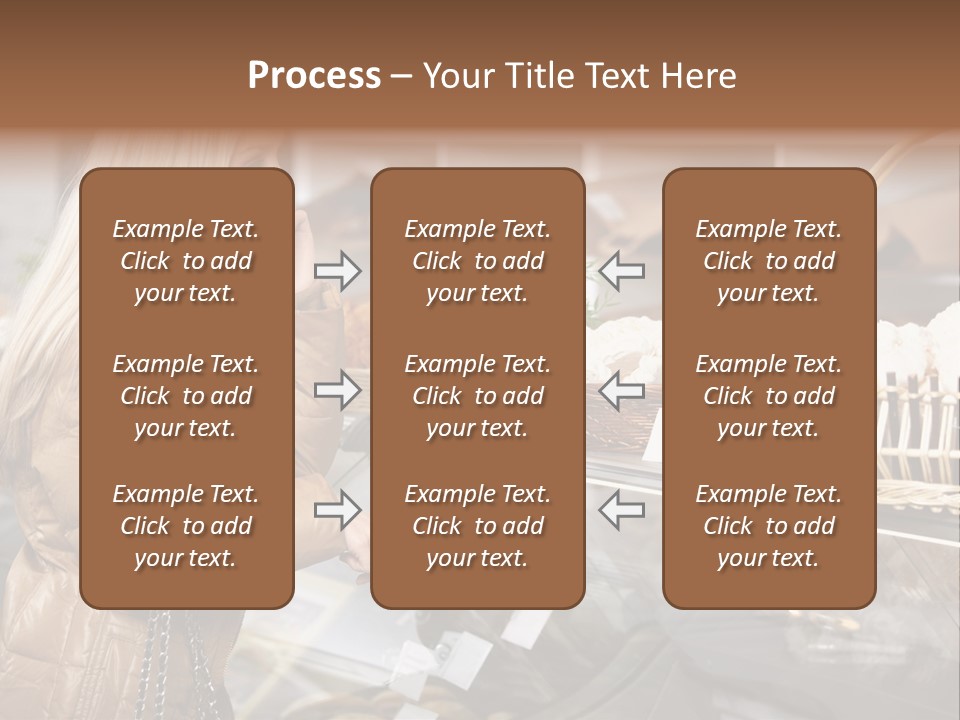 Shelf Groceries Woman PowerPoint Template