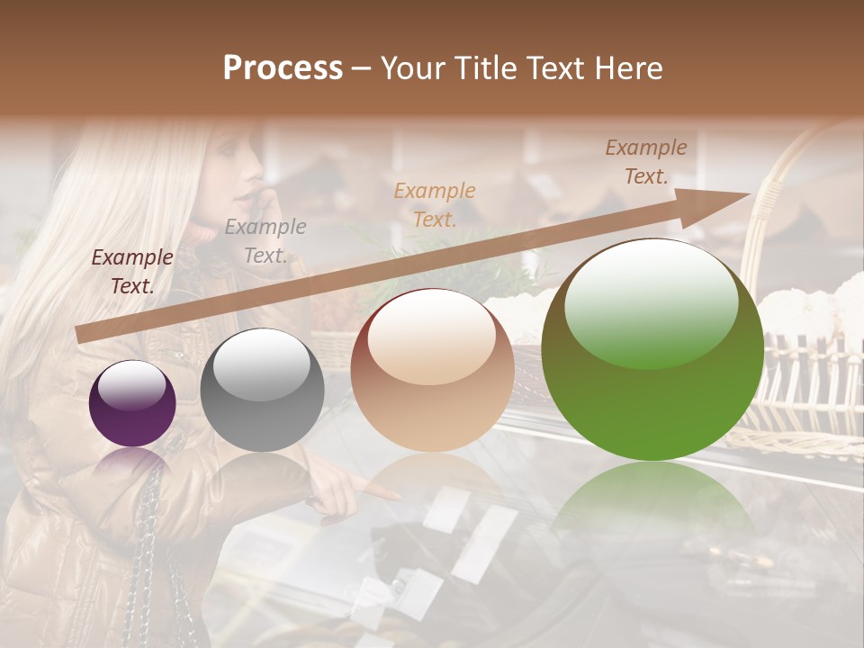 Shelf Groceries Woman PowerPoint Template