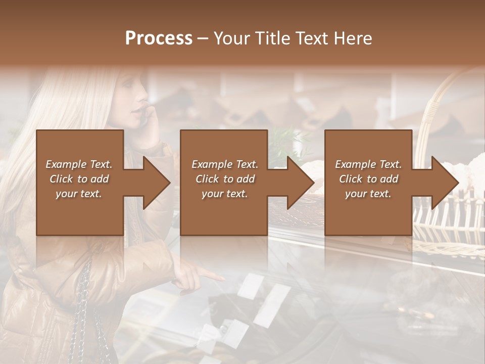 Shelf Groceries Woman PowerPoint Template