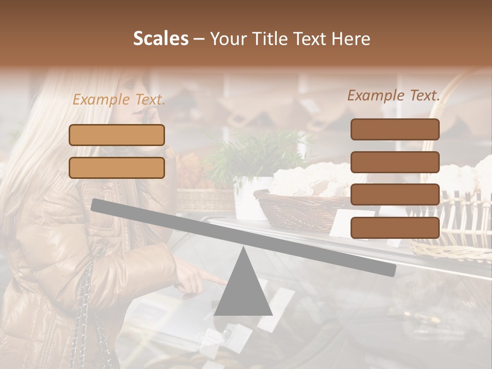 Shelf Groceries Woman PowerPoint Template