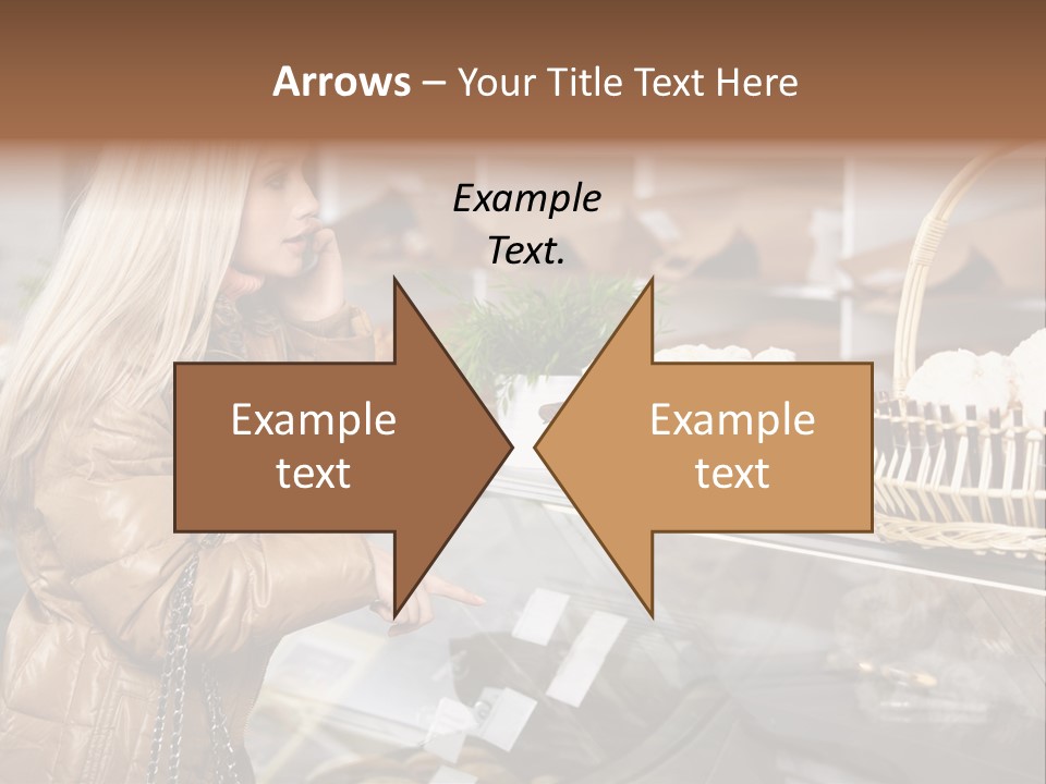 Shelf Groceries Woman PowerPoint Template